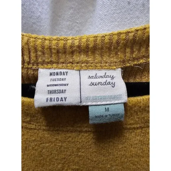 Saturday Sunday Anthropologie yellow gathered sleeve lightweight knit sweater M - Picture 2 of 10